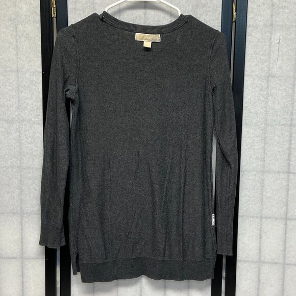 Michael Kors Zipped Crew Neck Long Sleeve Patch Pocket Tunic Sweater Grey S - Picture 6 of 11
